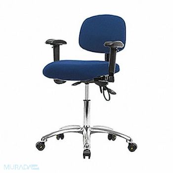 BLUE RIDGE ERGONOMICS Fabric ESD Chr Desk Arms Cstrs Blue, 358F13