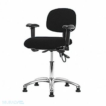 BLUE RIDGE ERGONOMICS Fabric ESD Chr Desk Arms Glides Blk, 358F14