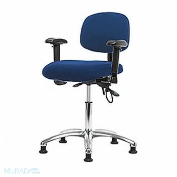 BLUE RIDGE ERGONOMICS Fabric ESD Chr Desk Arms Glides Blue, 358F15