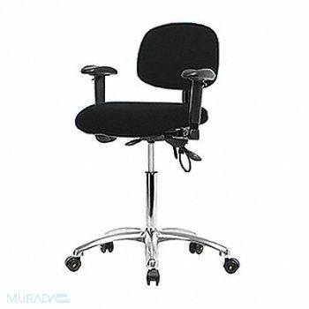 BLUE RIDGE ERGONOMICS Fabric ESD Chair Med Arms Cstrs Blk, 358F36