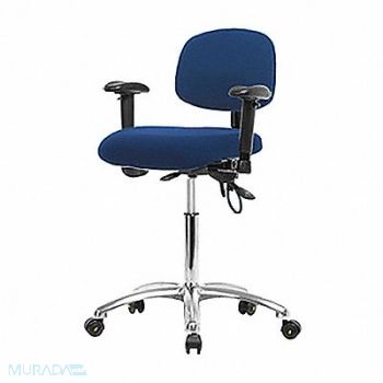 BLUE RIDGE ERGONOMICS Fabric ESD Chair Med Arms Cstrs Blue, 358F37