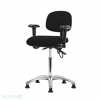 BLUE RIDGE ERGONOMICS Fabric ESD Chair Med Arms Glides Blk, 358F38