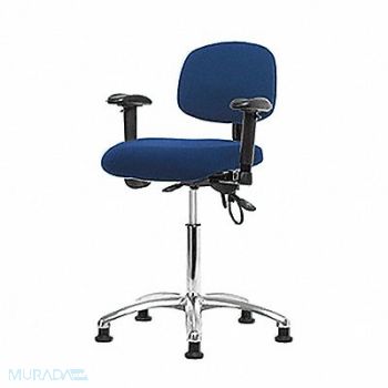 BLUE RIDGE ERGONOMICS Fabric ESD Chr Med Arms Glides Blue, 358F39