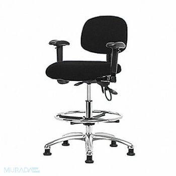 BLUE RIDGE ERGONOMICS Fab ESD Chr Med Arms FR Glides Blk, 358F42