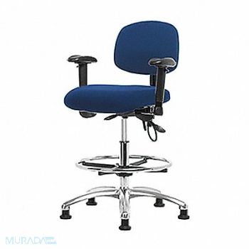 BLUE RIDGE ERGONOMICS Fab ESD Chr Med Arms FR Glides Blue, 358F43