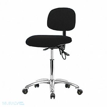 BLUE RIDGE ERGONOMICS Fabric ESD Chair Med Casters Black, 358F44