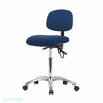 BLUE RIDGE ERGONOMICS Fabric ESD Chair Med Casters Blue, 358F45