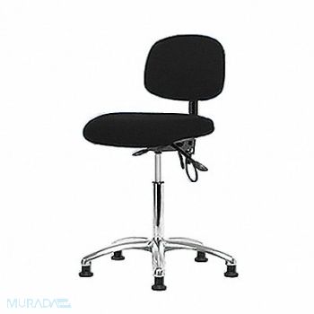 BLUE RIDGE ERGONOMICS Fabric ESD Chair Med Glides Black, 358F46