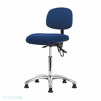 BLUE RIDGE ERGONOMICS Fabric ESD Chair Med Glides Blue, 358F47
