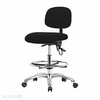BLUE RIDGE ERGONOMICS Fabric ESD Chair Med FR Casters Blk, 358F48