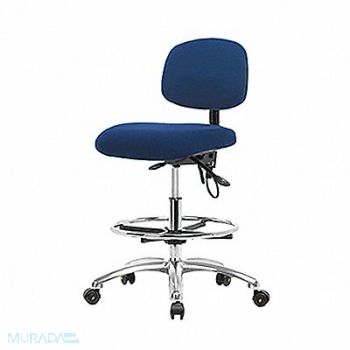 BLUE RIDGE ERGONOMICS Fabric ESD Chair Med FR Casters Blue, 358F49