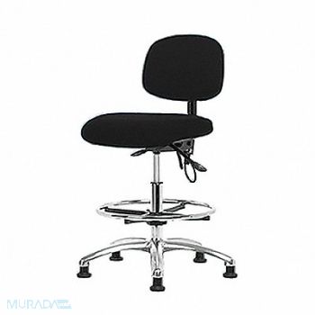 BLUE RIDGE ERGONOMICS Fabric ESD Chair Med FR Glides Black, 358F50