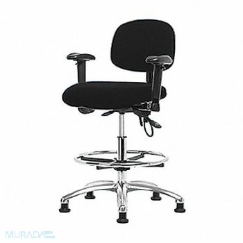 BLUE RIDGE ERGONOMICS Fab ESD Chr Hi Tilt AA FR Stat Blk, 358F54