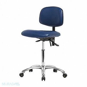 BLUE RIDGE ERGONOMICS Vinyl ESD Chair Med Tilt Cstrs Blue, 358F93