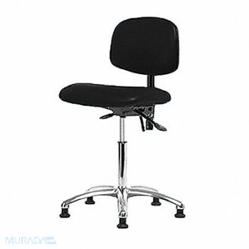 BLUE RIDGE ERGONOMICS Vinyl ESD Chair Med Tilt Glides Blk, 358F94