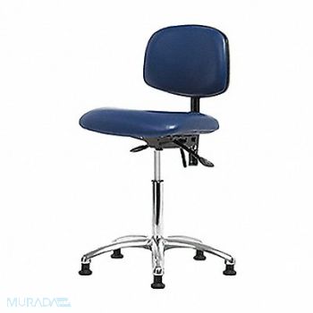 BLUE RIDGE ERGONOMICS Vinyl ESD Chair Med Tilt Glides Blue, 358F95