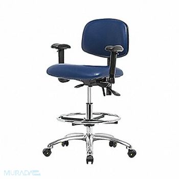 BLUE RIDGE ERGONOMICS Vinyl ESD Chr Med AA FR Cstrs Blue, 358G06