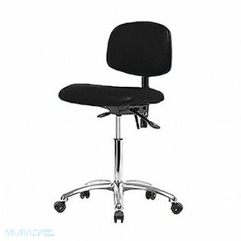 BLUE RIDGE ERGONOMICS Vinyl ESD Chair Med Casters Black, 358G09