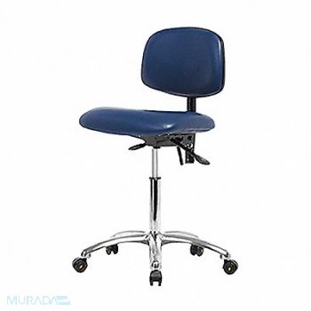 BLUE RIDGE ERGONOMICS Vinyl ESD Chair Med Casters Blue, 358G10