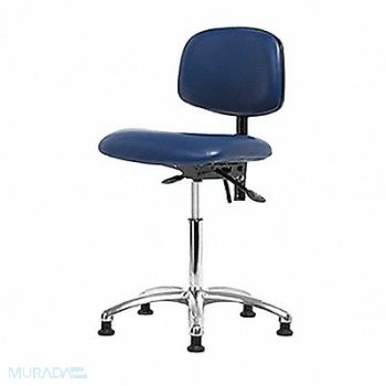 BLUE RIDGE ERGONOMICS Vinyl ESD Chair Med Bench Glides Blue, 358G12