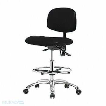 BLUE RIDGE ERGONOMICS Vinyl ESD Chair Med FR Casters Black, 358G13