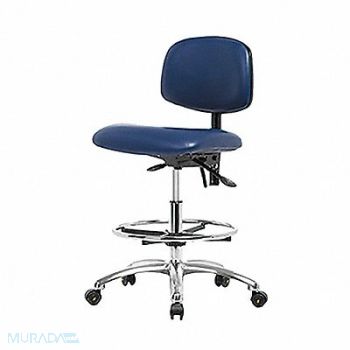 BLUE RIDGE ERGONOMICS Vinyl ESD Chair Med FR Casters Blue, 358G14