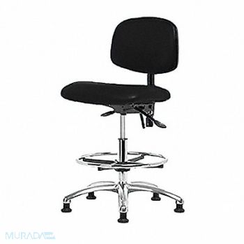 BLUE RIDGE ERGONOMICS Vinyl ESD Chair Med FR Glides Black, 358G15