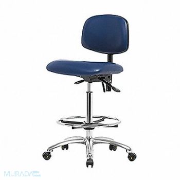 BLUE RIDGE ERGONOMICS Vinyl ESD Chr Hi Tilt FR Cstrs Blue, 358G22