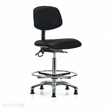 BLUE RIDGE ERGONOMICS Vinyl ESD Chair High FR Glides Black, 358G31