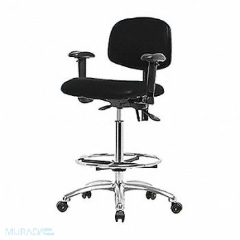 BLUE RIDGE ERGONOMICS Vinyl ESD Chr High AA FR Cstrs Blk, 358G25