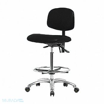 BLUE RIDGE ERGONOMICS Vinyl ESD Chair High FR Casters Blk, 358G29