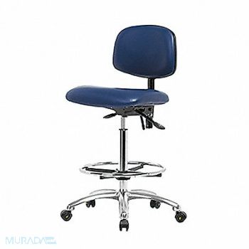 BLUE RIDGE ERGONOMICS Vinyl ESD Chair High FR Casters Blue, 358G30