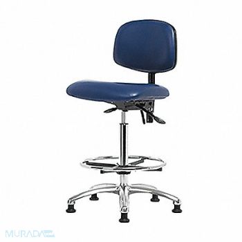 BLUE RIDGE ERGONOMICS Vinyl ESD Chair High FR Glides Blue, 358G32