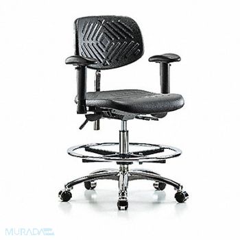 BLUE RIDGE ERGONOMICS Poly CR Chair Med AA FR Cast Blk, 358L31
