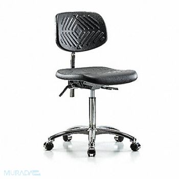 BLUE RIDGE ERGONOMICS Poly Clean Room Chair Med Cast Black, 358L33