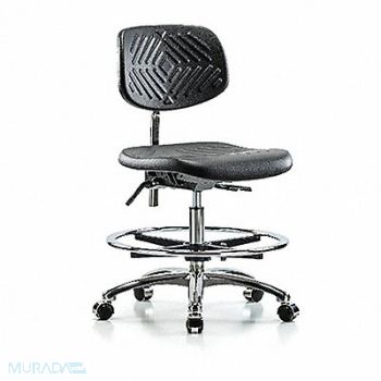 BLUE RIDGE ERGONOMICS Poly CR Chair Med Tilt FR Cast Blk, 358L27