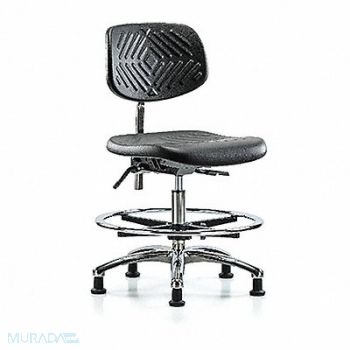 BLUE RIDGE ERGONOMICS Poly CR Chair Med FR Stat Blk, 358L36