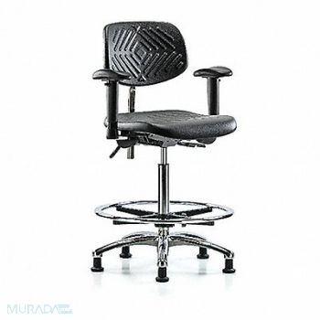 BLUE RIDGE ERGONOMICS Poly CR Chair Hi T AA FR Stat Blk, 358L38