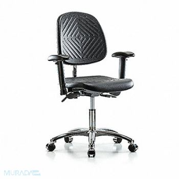BLUE RIDGE ERGONOMICS Poly CR Chair Low Md Bk AA Cast Blk, 358L49
