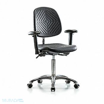 BLUE RIDGE ERGONOMICS Poly CR Chair Med Md Bk AA Cast Blk, 358L61