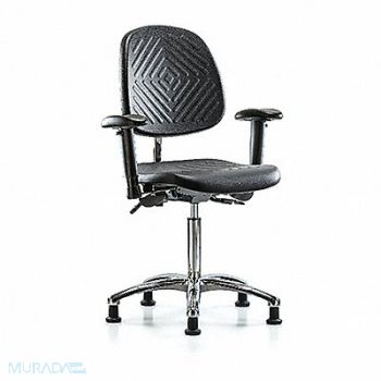 BLUE RIDGE ERGONOMICS Poly CR Chair Med Md Bk AA Stat Blk, 358L62