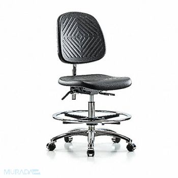 BLUE RIDGE ERGONOMICS Poly CR Chair Med Med Back Cast Blk, 358L67