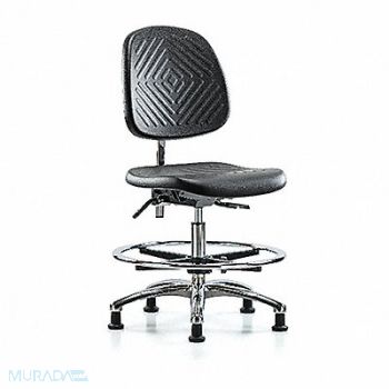 BLUE RIDGE ERGONOMICS Poly CR Chair Med Med Back Stat Blk, 358L68