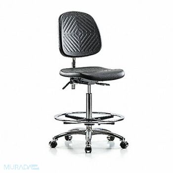BLUE RIDGE ERGONOMICS Poly CR Chair High Med Back Cast Blk, 358L75
