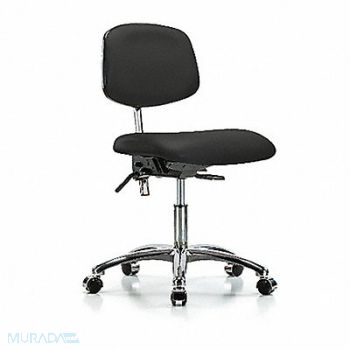 BLUE RIDGE ERGONOMICS Vinyl Clean Room Chair Low Cast Blk, 358P56