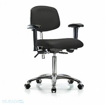 BLUE RIDGE ERGONOMICS Vinyl CR Chair Med AA Cast Blk, 358W21