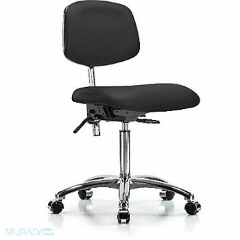 BLUE RIDGE ERGONOMICS Vinyl Clean Room Chair Med Cast Blk, 358Y07