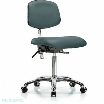 BLUE RIDGE ERGONOMICS Vinyl Clean Room Chair Med Cast Blue, 358Y09