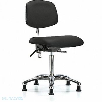 BLUE RIDGE ERGONOMICS Vinyl Clean Room Chair Med Stat Blk, 358Y53
