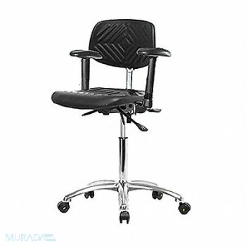 BLUE RIDGE ERGONOMICS Poly ESD Chair Med Tilt Arms Casters, 359F88